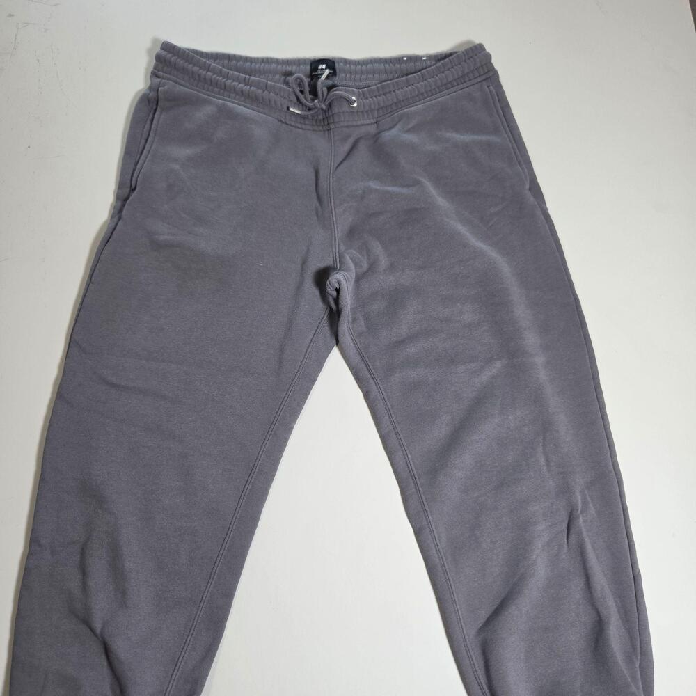 H&M Jogger Pants Mens Large Gray Fleece Elastic Waist Sweatpants Lounge Casual